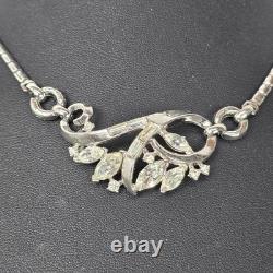 Vintage Silver-Tone Rhinestone Brooch & Alfred Philippe Crown Trifari Necklace