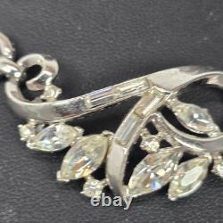 Vintage Silver-Tone Rhinestone Brooch & Alfred Philippe Crown Trifari Necklace