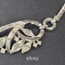 Vintage Silver-Tone Rhinestone Brooch & Alfred Philippe Crown Trifari Necklace