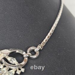 Vintage Silver-Tone Rhinestone Brooch & Alfred Philippe Crown Trifari Necklace