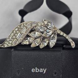 Vintage Silver-Tone Rhinestone Brooch & Alfred Philippe Crown Trifari Necklace