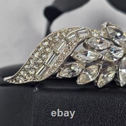 Vintage Silver-Tone Rhinestone Brooch & Alfred Philippe Crown Trifari Necklace