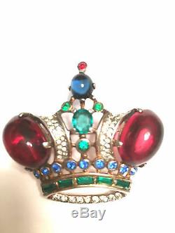 Vintage Sterling Silver 1940's Trifari Alfred Philippe Regal Crown Pin Brooch