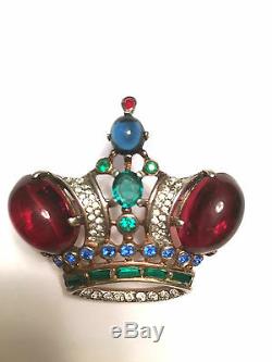 Vintage Sterling Silver 1940's Trifari Alfred Philippe Regal Crown Pin Brooch