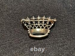 Vintage Sterling Trifari Crown Pin 1 5/8 Alfred Philippe Jewels Faux Pearl