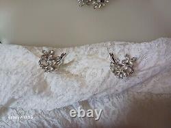 Vintage TRIFARI 1950s Alfred Philippe Silver Floral Necklace Brooch Earrings Set