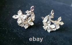 Vintage TRIFARI 1950s Alfred Philippe Silver Floral Necklace Brooch Earrings Set