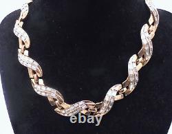 Vintage TRIFARI ALFRED PHILIPPE Pat Pend Clear Rhinestone Collar Necklace