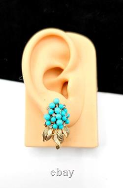 Vintage TRIFARI A. Philippe Faux Turquoise & Rhinestone Grape Cluster EARRINGS