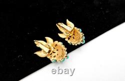 Vintage TRIFARI A. Philippe Faux Turquoise & Rhinestone Grape Cluster EARRINGS