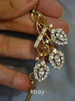 Vintage TRIFARI Alfred Philippe 1950's Rhinestone Gold Tone Necklace & Earrings