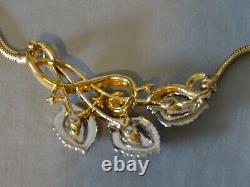 Vintage TRIFARI Alfred Philippe 1950's Rhinestone Gold Tone Necklace & Earrings