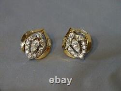 Vintage TRIFARI Alfred Philippe 1950's Rhinestone Gold Tone Necklace & Earrings