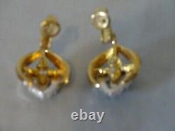 Vintage TRIFARI Alfred Philippe 1950's Rhinestone Gold Tone Necklace & Earrings
