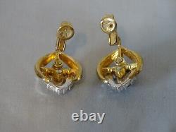 Vintage TRIFARI Alfred Philippe 1950's Rhinestone Gold Tone Necklace & Earrings