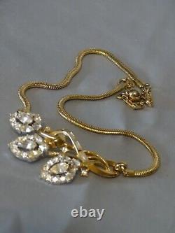 Vintage TRIFARI Alfred Philippe 1950's Rhinestone Gold Tone Necklace & Earrings