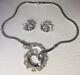 Vintage TRIFARI Alfred Philippe 1950's Rhinestone Silvertone Necklace & Earrings