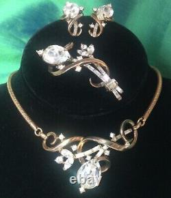 Vintage TRIFARI Alfred Philippe 1951 Gem of India Necklace, Brooch & Earrings
