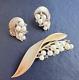 Vintage TRIFARI Alfred Philippe 1954 Lily of the Valley Pearl Brooch & Earrings