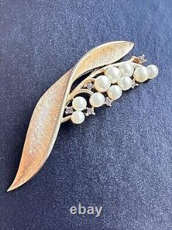 Vintage TRIFARI Alfred Philippe 1954 Lily of the Valley Pearl Brooch & Earrings