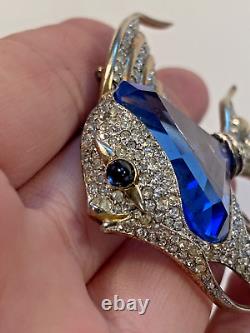 Vintage TRIFARI Alfred Philippe Angelfish Blue Fur Clip Brooch 1941 Rare