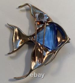 Vintage TRIFARI Alfred Philippe Angelfish Blue Fur Clip Brooch 1941 Rare