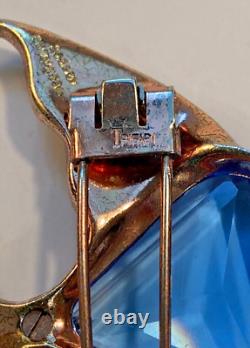 Vintage TRIFARI Alfred Philippe Angelfish Blue Fur Clip Brooch 1941 Rare