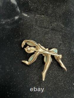 Vintage TRIFARI Alfred Philippe BLUE Milk Glass Ballerina Dancer Pin Brooch