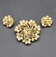 Vintage TRIFARI Alfred Philippe Gold Tone Faux Pearl Swirl Brooch & Earrings