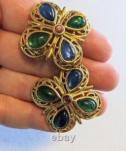 Vintage TRIFARI Alfred Philippe Moghul Jewels Of India Clip Earrings