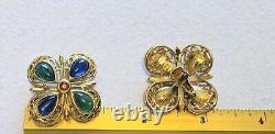 Vintage TRIFARI Alfred Philippe Moghul Jewels Of India Clip Earrings