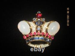 Vintage TRIFARI Alfred Philippe Moonstone Cabs CROWN Brooch PIN