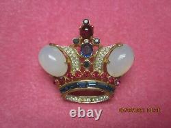 Vintage TRIFARI Alfred Philippe Moonstone Cabs CROWN Brooch PIN