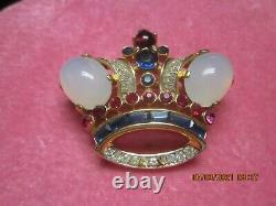 Vintage TRIFARI Alfred Philippe Moonstone Cabs CROWN Brooch PIN