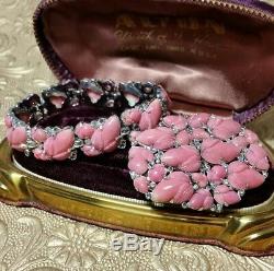 Vintage TRIFARI Alfred Philippe Pink Fruit Salad Duette Brooch & Bracelet Set