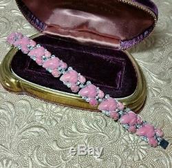 Vintage TRIFARI Alfred Philippe Pink Fruit Salad Duette Brooch & Bracelet Set