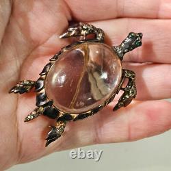 Vintage TRIFARI Alfred Philippe Sterling Silver JELLY BELLY SEA TURTLE Pin 2.25