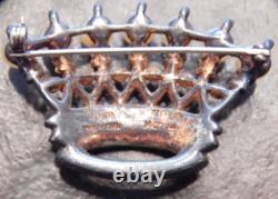 Vintage TRIFARI PHILIPPE Sterling Silver Jeweled Rhinestone Crown Pin Signed