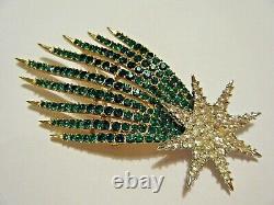 Vintage Trifari 1966 Fireworks Shooting Star Pin Alfred Philippe Green Clear RS