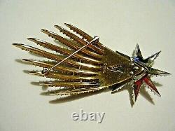 Vintage Trifari 1966 Fireworks Shooting Star Pin Alfred Philippe Green Clear RS