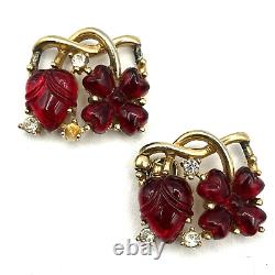 Vintage Trifari ALFRED PHILIPPE Fragonard Fruit Salad Red Replacement Stones