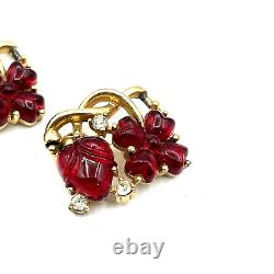 Vintage Trifari ALFRED PHILIPPE Fragonard Fruit Salad Red Replacement Stones