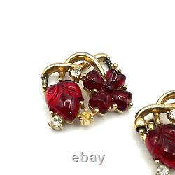Vintage Trifari ALFRED PHILIPPE Fragonard Fruit Salad Red Replacement Stones