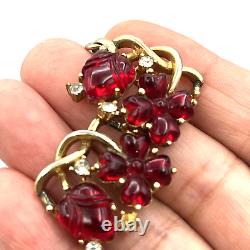 Vintage Trifari ALFRED PHILIPPE Fragonard Fruit Salad Red Replacement Stones