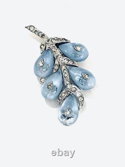 Vintage Trifari Alfred Philippe 1930's Shoe Button Blue Clip Signed