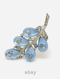 Vintage Trifari Alfred Philippe 1930's Shoe Button Blue Clip Signed