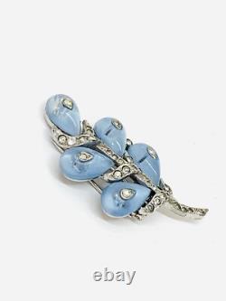 Vintage Trifari Alfred Philippe 1930's Shoe Button Blue Clip Signed