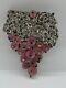 Vintage Trifari Alfred Philippe 1940s Signed Pink Glass Grapes Brooch Fur Clip