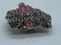 Vintage Trifari Alfred Philippe 1940s Signed Pink Glass Grapes Brooch Fur Clip