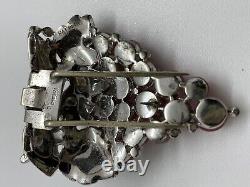 Vintage Trifari Alfred Philippe 1940s Signed Pink Glass Grapes Brooch Fur Clip